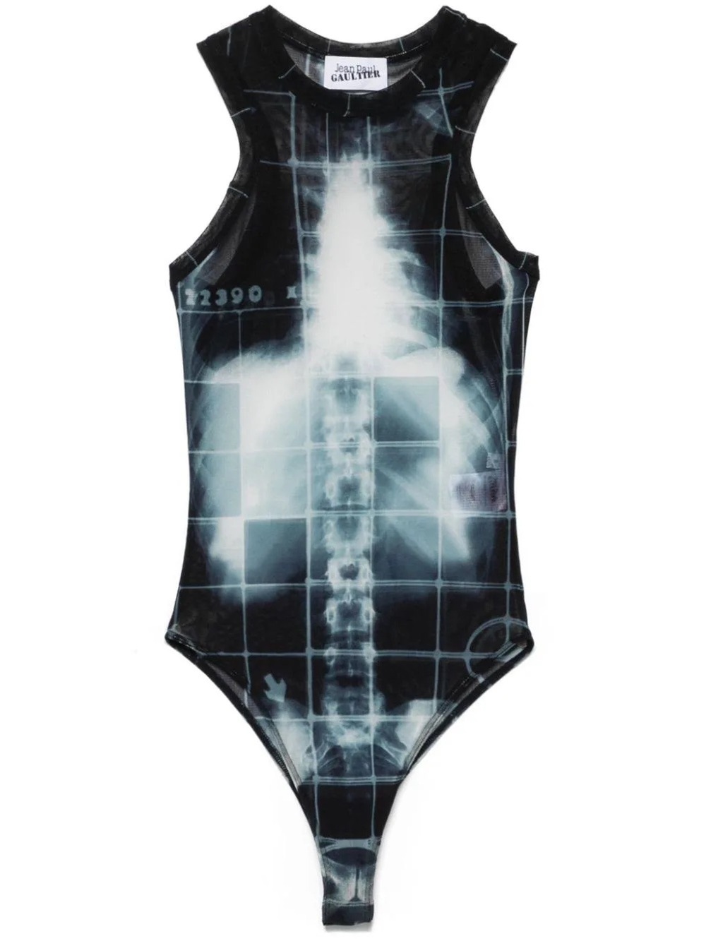 Jean Paul Gaultier Black & White X‑Ray Grid Bodysuit